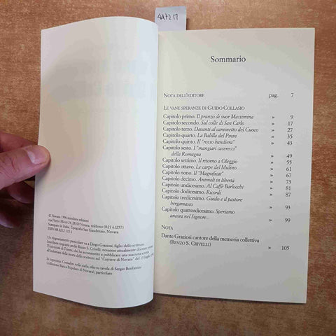 DANTE GRAZIOSI LE VANE SPERANZE DI GUIDO COLLASIO 1996 INTERLINEA