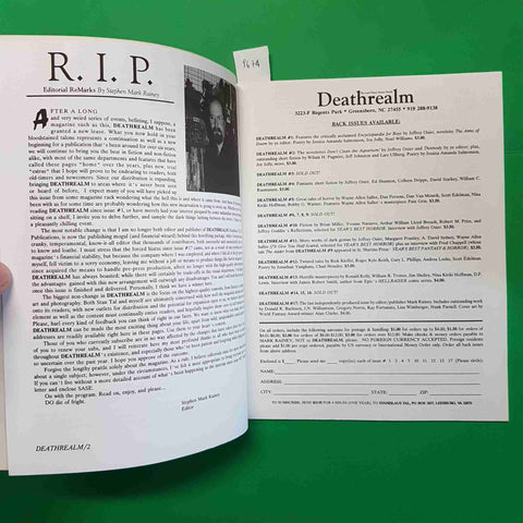 DEATHREALM THE LAND WHERE HORROR DWELLS issue 18 SUMMER 1993 rex miller don webb