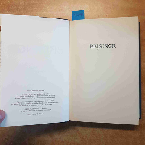 CHRISTOPHER PAOLINI - BRISINGR 2008 RIZZOLI 8° EDIZIONE COPERTINA RIGIDA
