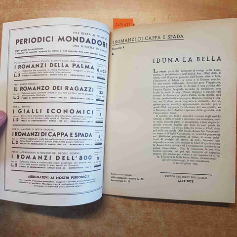 IDUNA LA BELLA di H. RIDER HAGGARD i romanzi di cappa e spada MONDADORI 1933