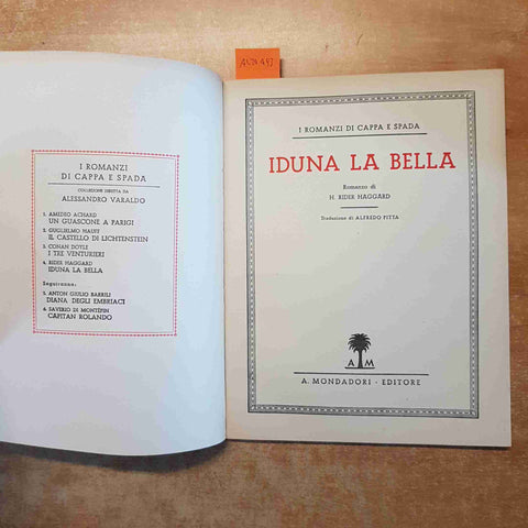 IDUNA LA BELLA di H. RIDER HAGGARD i romanzi di cappa e spada MONDADORI 1933