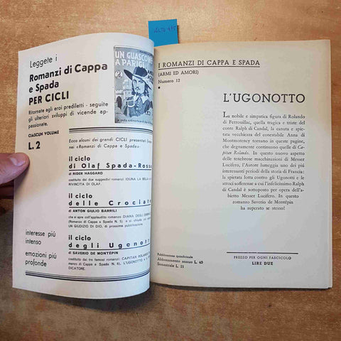 L'UGONOTTO di SAVERIO DE MONTEPIN i romanzi di cappa e spada MONDADORI 1934