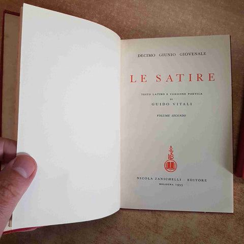 DECIMO GIOVENALE LE SATIRE 2 volumi ZANICHELLI 1955 TESTO A FRONTE IN LATINO
