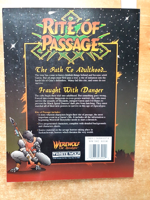 RITE OF PASSAGE THROUGH DANGER REBORN Introductory story/sourcebook APOCALYPSE