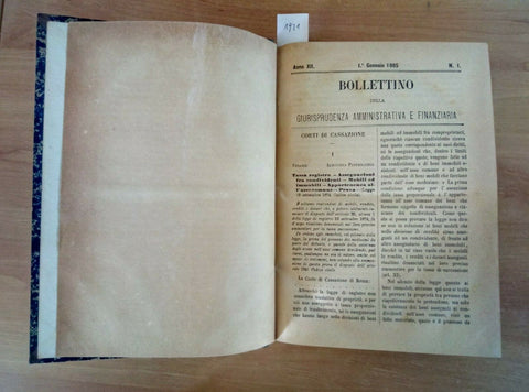 BOLLETTINO DELLA GIURISPRUDENZA AMMINISTRATIVA FINANZIARIA 1885 COMPLETO (1