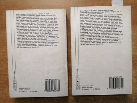 BRUNO MIGLIORINI - STORIA DELLA LINGUA ITALIANA 2 volumi - 1988 - SANSONI (
