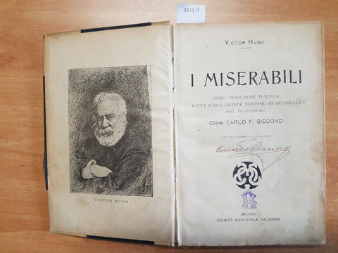 VICTOR HUGO - I MISERABILI - 1 TRADUZIONE ITALIANA SIECOND - SOC.EDIT.MIL(