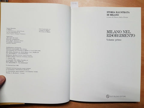 MILANO NEL RISORGIMENTO - VOL. 1 - DELLA PERUTA - 1995 FRANCO SELLINO (3893