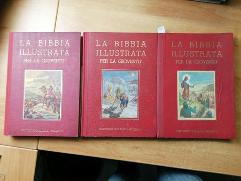 LA BIBBIA ILLUSTRATA PER LA GIOVENTU' 3 volumi illustrati anni 1941/46 1ED