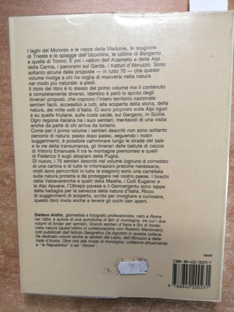 ANDAR PER SENTIERI 2 - 75 passeggiate ed escursioni 1988 ARDITO De Agostini