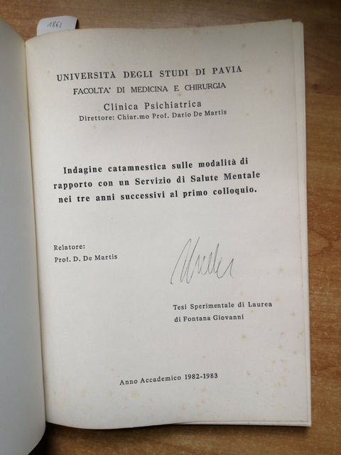 Universita' di Pavia TESI DI LAUREA Fontana Giovanni MEDICINA salute mentale