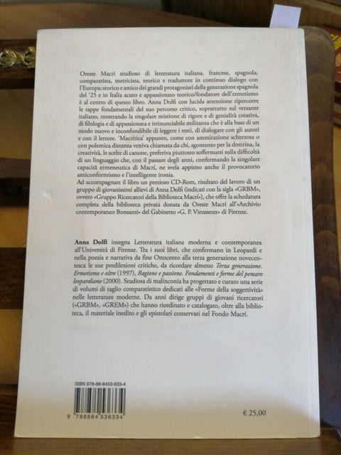 ANNA DOLFI - PERCORSI DI MACRITICA 2007 ORESTE MACRI' FIRENZE UN.+ CD-ROM