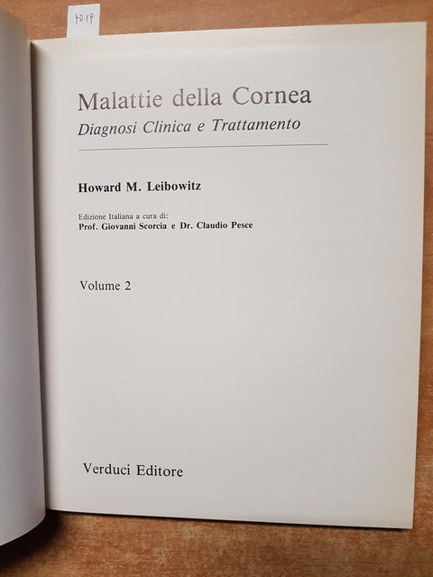 MALATTIE DELLA CORNEA - LEIBOWITZ 1987 VERDUCI