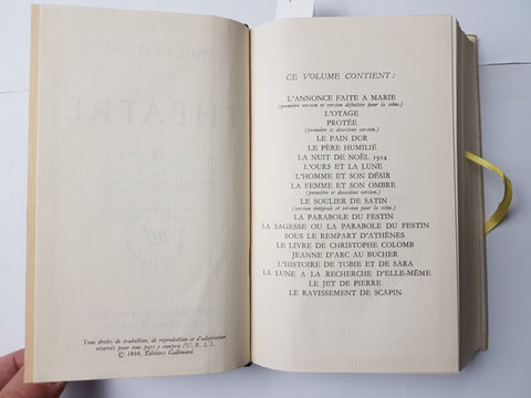 PAUL CLAUDEL THEATRE tome II 1956 Gallimard