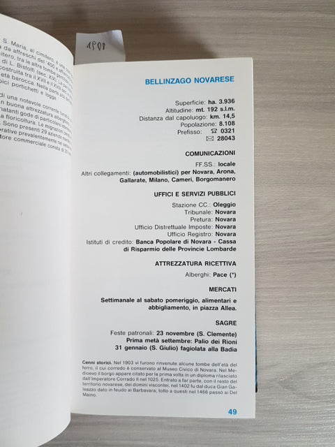 NOVARA 165 COMUNI - 1987 CAMERA DI COMMERCIO INDUSTRIA