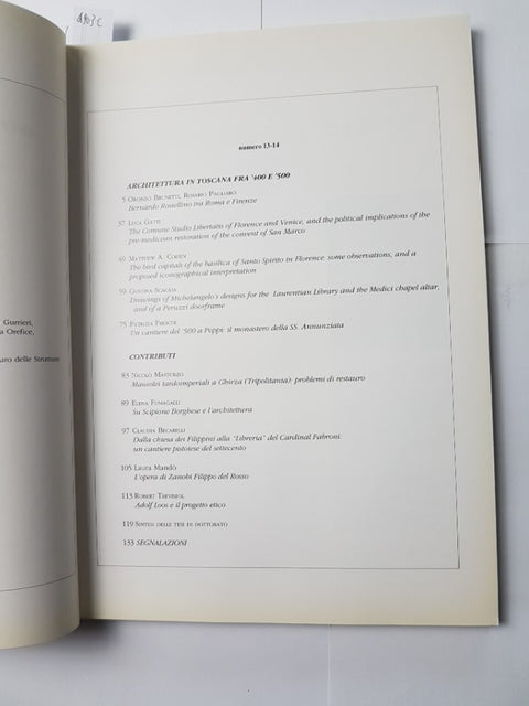 ARCHITETTURA IN TOSCANA TRA '400 E '500 quaderni di storia dell'architettura