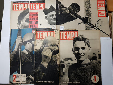 Lotto 6 riviste TEMPO anni '40 FASCISMO MEDIO ORIENTE GIOVANNI XXIII (4903