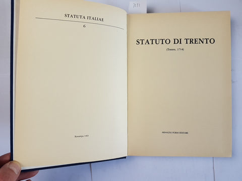 STATUTO DI TRENTO 1714 Arnaldo Forni Anastatica 1983 tiratura limitata n 27/325