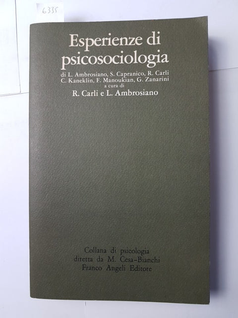 ESPERIENZE DI PSICOLOGIA Carli Ambrosiano 1982 FRANCO ANGELI analisi formazione