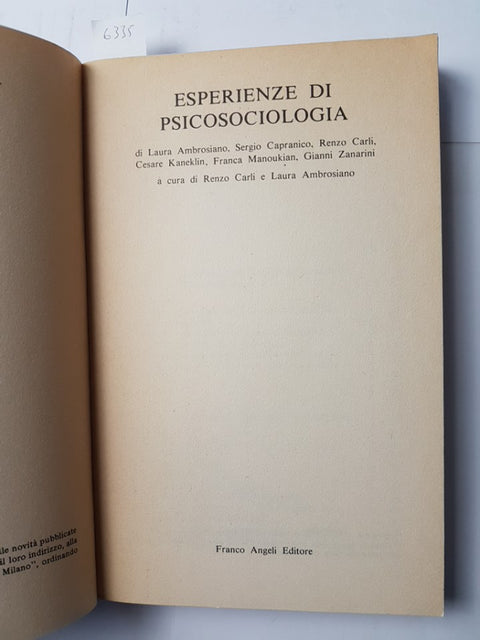 ESPERIENZE DI PSICOLOGIA Carli Ambrosiano 1982 FRANCO ANGELI analisi formazione