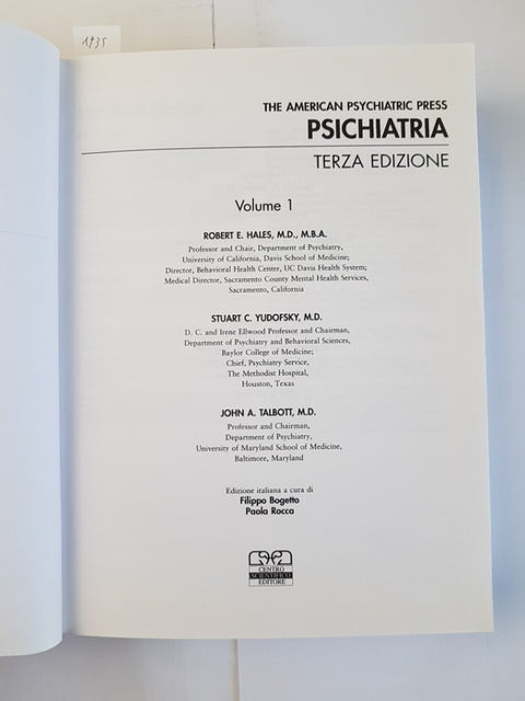 PSICHIATRIA vol.1 Hales Yudofsky Talbott 2002 American Psychiatric Press