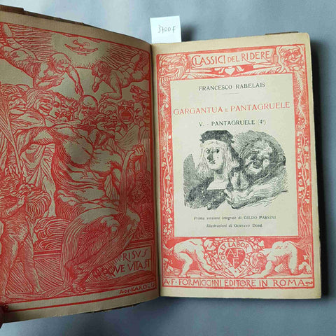 RABELAIS 3 volumi GARGANTUA E PANTAGRUELE 1925 FORMIGGINI classici del ridere