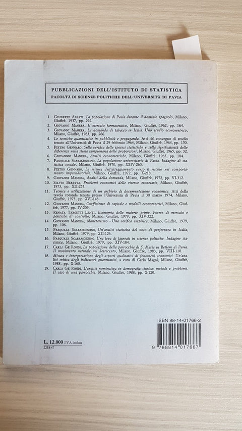 L'ANALISI NOMINATIVA IN DEMOGRAFIA STORICA: METODI E PROBLEMI - GE RONDI