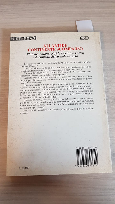 ATLANTIDE CONTINENTE SCOMPARSO Platone Solone Incas GIUSEPPE ALAIMO - MEB - 1997