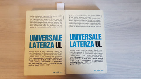 STORIA DELL'EUROPA CONTEMPORANEA VOLUME 1 + 2 - VILLARI - LATERZA - 1975