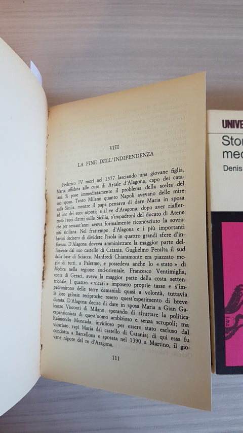 STORIA DELLA SICILIA MEDIEVALE E MODERNA VOLUME 1 + 2 Denis Smith  1973 LATERZA