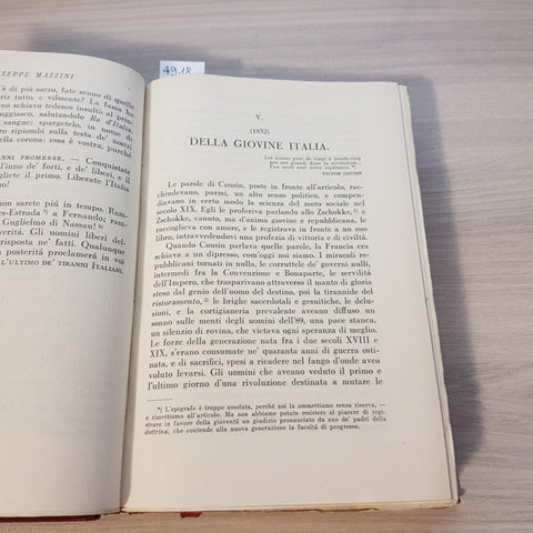 GIUSEPPE MAZZINI OPERE II 2 a cura di LUIGI SALVATORELLI 1939 RIZZOLI