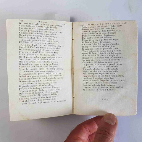 1825 ILIADE di OMERO traduzione di VINCENZO MONTI 2 tomi in 1 volume