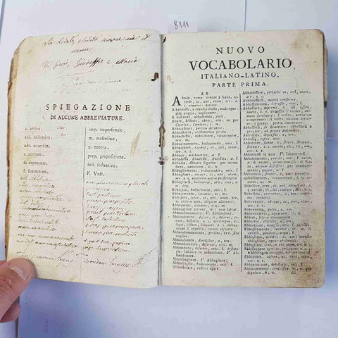 1794 NUOVO VOCABOLARIO ITALIANO LATINO compilato CARLO MANDOSIO 1°parte GALEAZZI