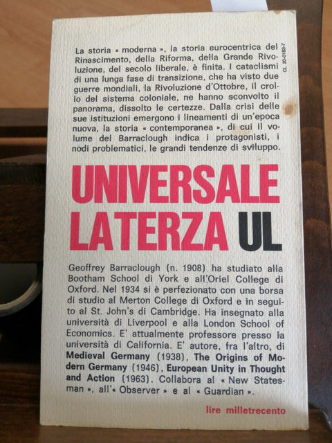 GUIDA ALLA STORIA CONTEMPORANEA - GEOFFREY BARRACLOUGH 1971 LATERZA (6020