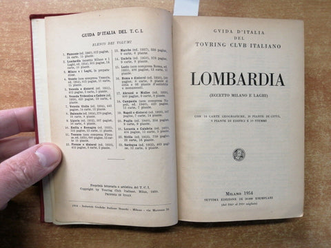 GUIDA D'ITALIA - LOMBARDIA - GUIDA ROSSA 1954 TOURING CLUB EDITORE (2932J