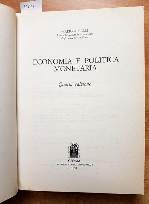 ECONOMIA E POLITICA MONETARIA - Mario Arcelli - CEDAM 1994 quarta edizione