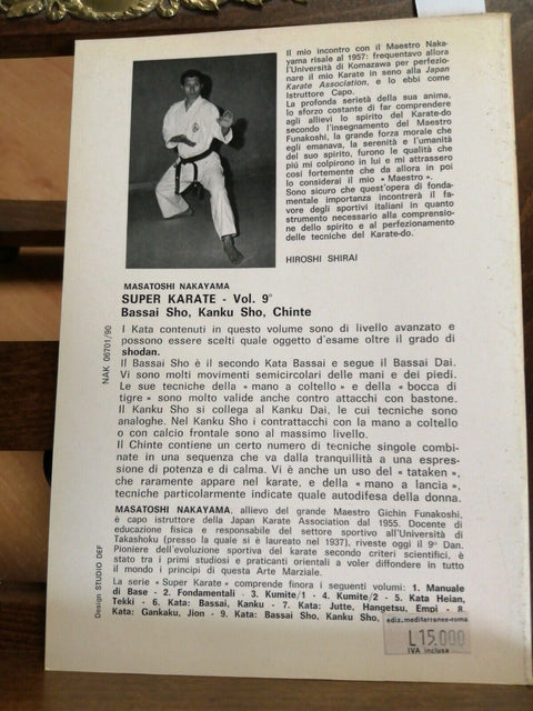 M. NAKAYAMA SUPER KARATE 9 BASSAI SHO, KANKU SHO, CHINTE MEDITERRANEE 1987