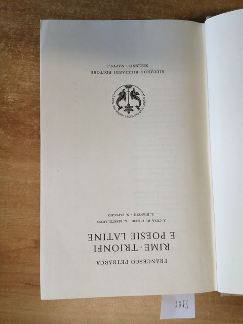 FRANCESCO PETRARCA - RIME TRIONFI E POESIE LATINE 1951 RICCIARDI (5985