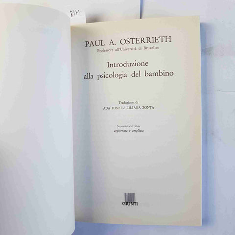 INTRODUZIONE ALLA PSICOLOGIA DEL BAMBINO Paul Osterrieth 1992 GIUNTI