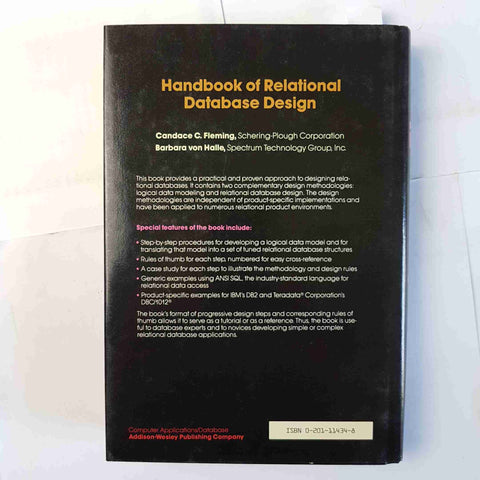 HANDBOOK OF RELATIONAL DATABASE DESIGN 1988 Addison Wesley FLEMING VON HALLE