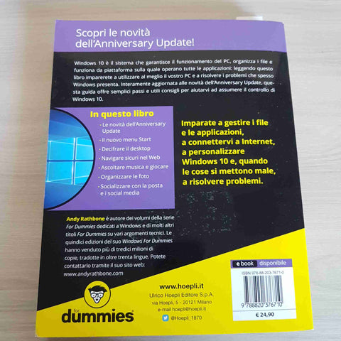 WINDOWS 10 FOR DUMMIES - SECONDA EDIZIONE - RATHBONE - HOEPLI - 2016