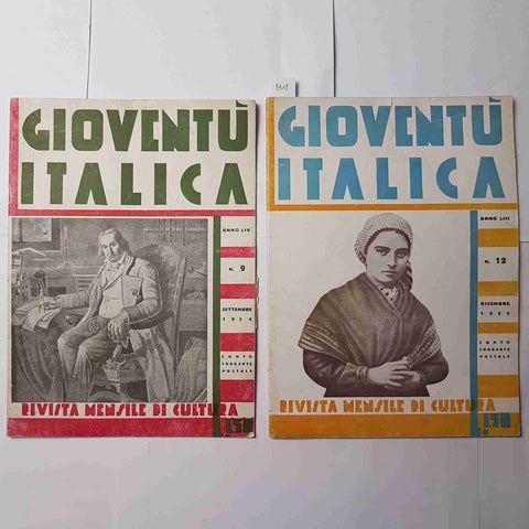 GIOVENTU'ITALICA 2 riviste 1933/1934 mensiledi cultura gioventù italiica