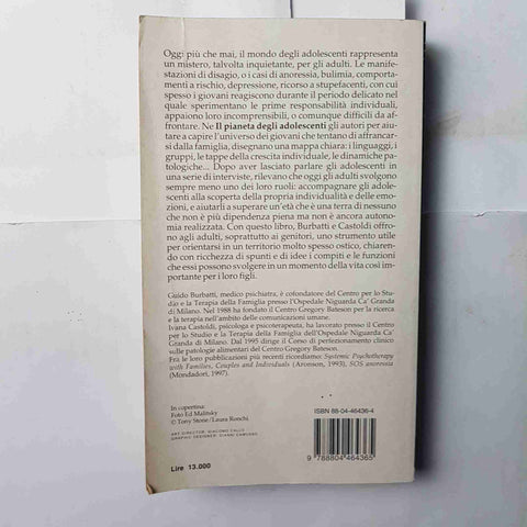 IL PIANETA DEGLI ADOLESCENTI i giovani d'oggi BURBATTI CASTOLDI 1999 MONDADORI
