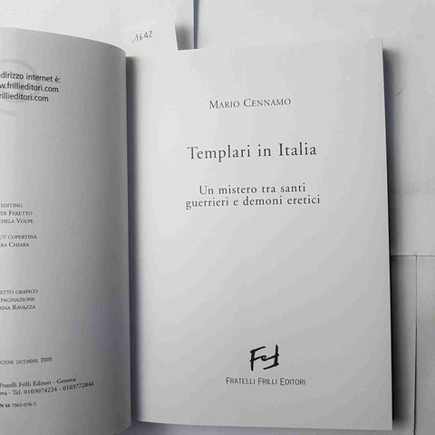 TEMPLARI IN ITALIA santi guerrieri demoni eretici MARIO CENNAMO Fratelli Frilli