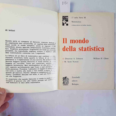 IL MONDO DELLA STATISTICA Johnson Glenn ZANICHELLI 1979