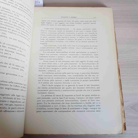 LA CORROSIONE DEI METALLI cause effetti protezione GUIDI, GUZZONI 1937 HOEPLI