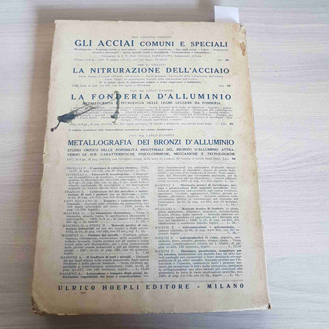 LA CORROSIONE DEI METALLI cause effetti protezione GUIDI, GUZZONI 1937 HOEPLI