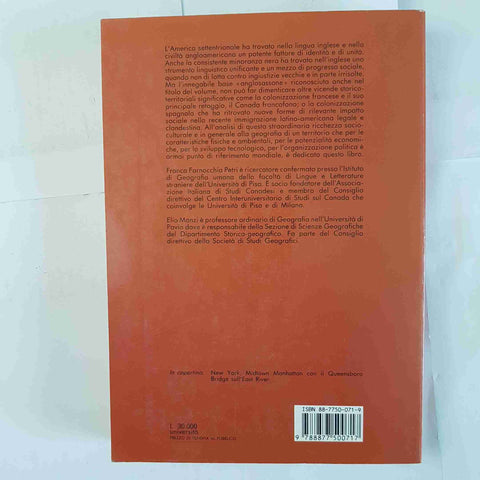GEOGRAFIA DELL'AMERICA ANGLOSASSONE 1992 UTET Elio Manzi Farnocchia Petri
