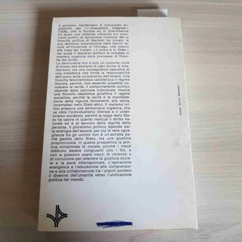 L'UOMO E LO STATO - MARITAIN - VITA E PENSIERO - 1982