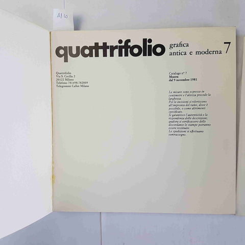 QUATTRIFOLIO grafica antica e moderna 7 MILANO 1981 con listino prezzi MOSTRA